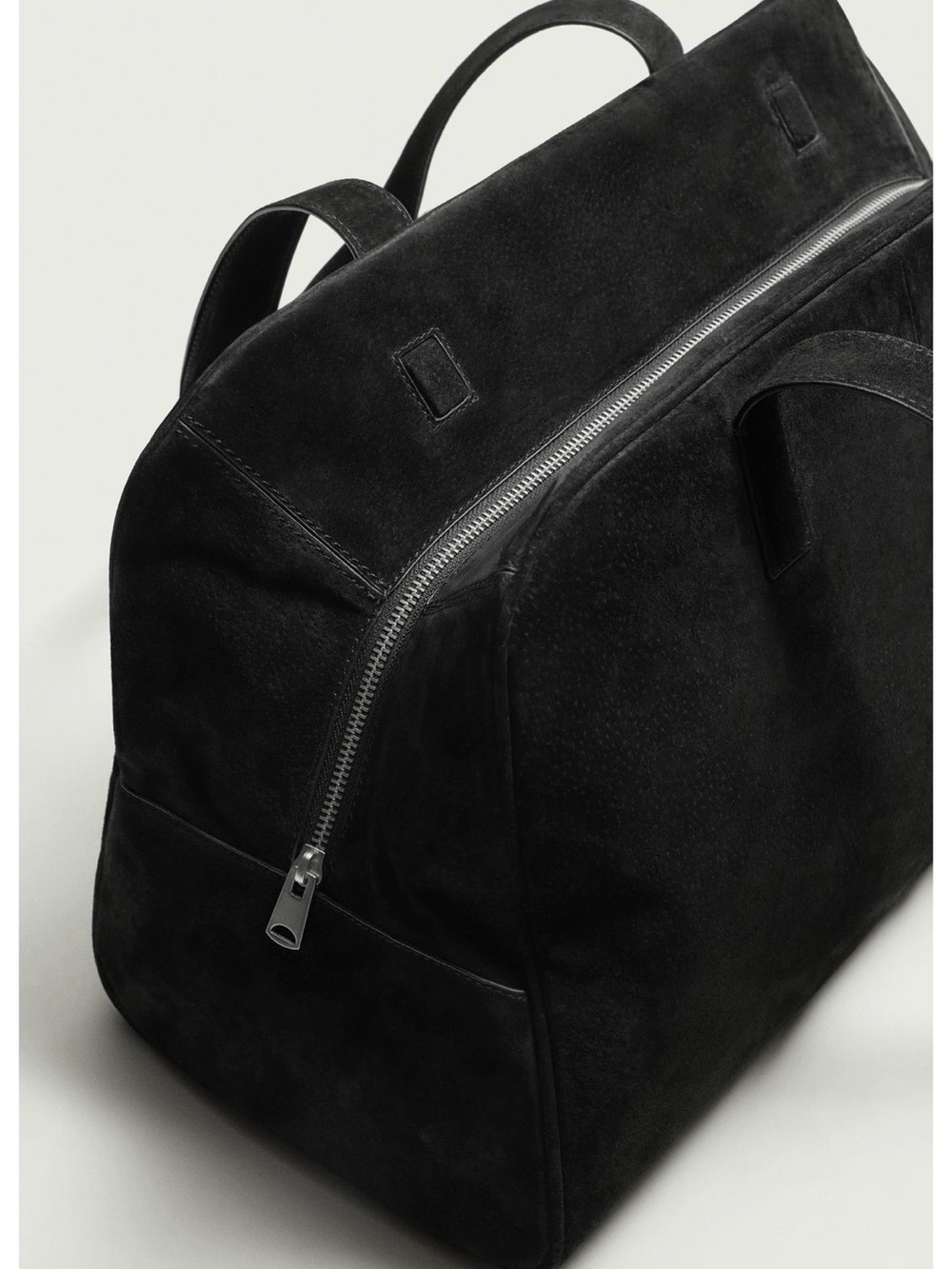Zara Black Suede Duffel Bag - Picture 3 of 9